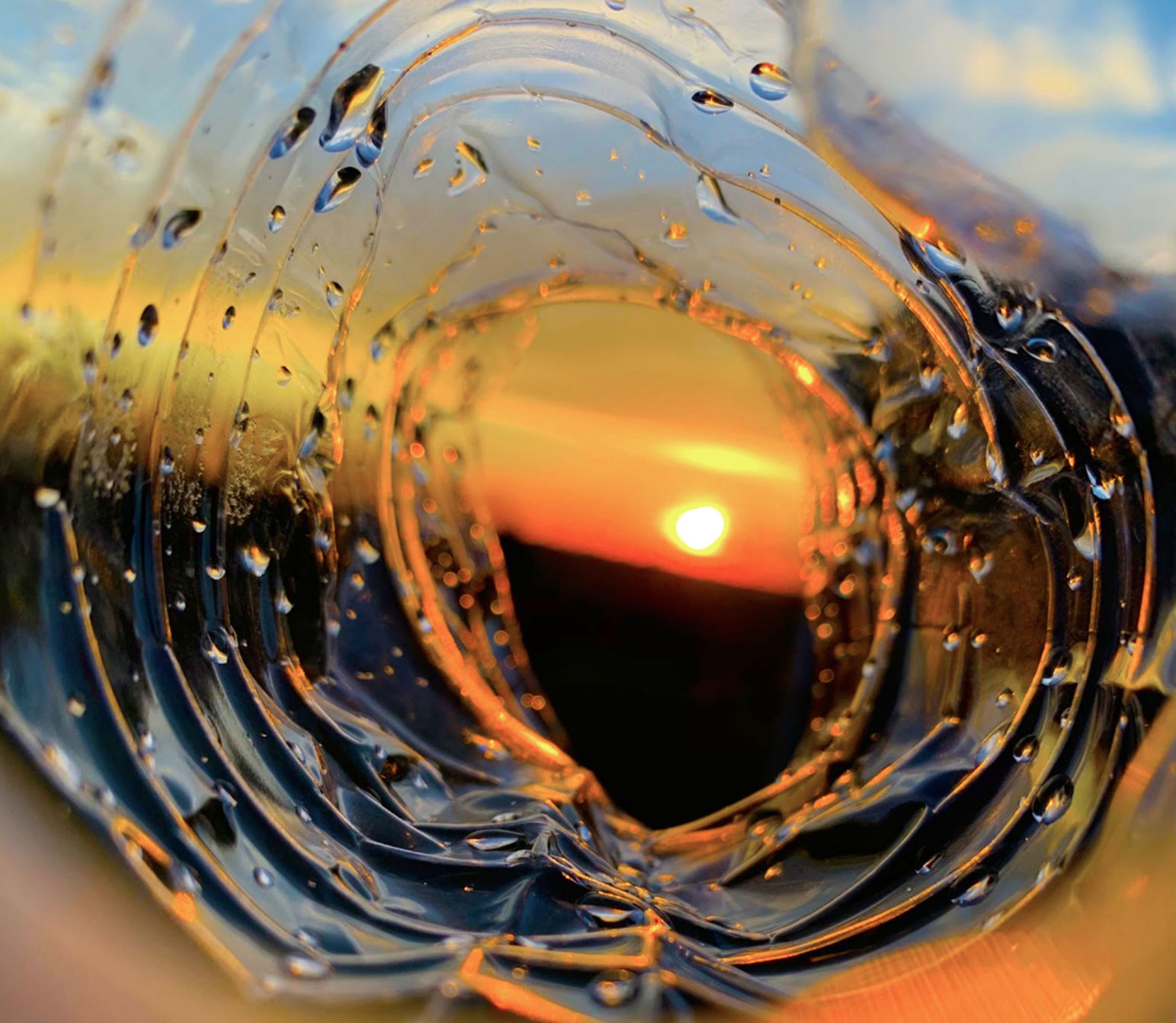 Sunset through a water bottle